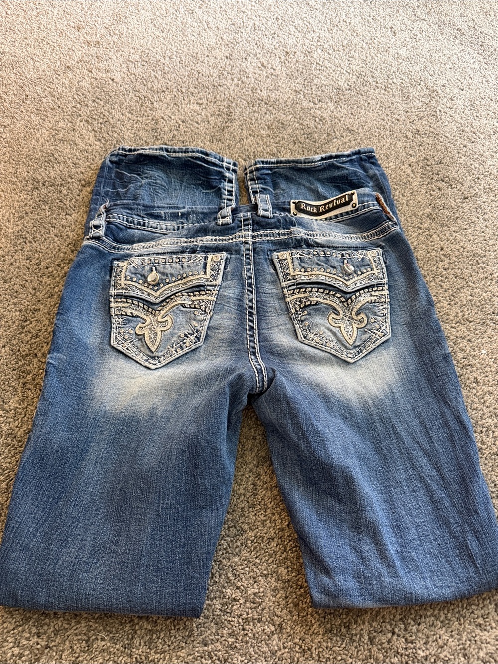 Rock Revival Women's Medium Blue Embellished Boot Cut Jeans